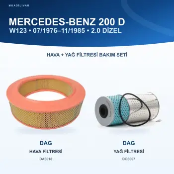 MERCEDES BENZ 123 (W123) Hava+Yağ Filtre Bakım Seti