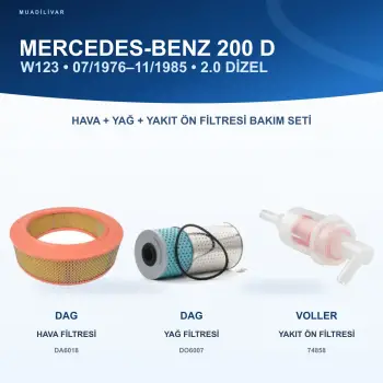 MERCEDES BENZ 123 (W123) Hava+Yağ+Yakıt Filtre Bakım Seti