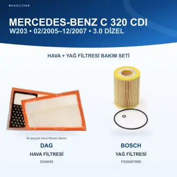 MERCEDES BENZ C (W203) / MERCEDES BENZ C (S203) Hava+Yağ Filtre Bakım Seti