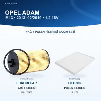 OPEL ADAM (M13) Yağ+Polen Filtre Bakım Seti