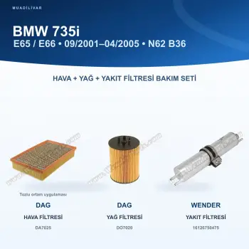 BMW 7 (E65, E66, E67) Hava+Yağ+Yakıt Filtre Bakım Seti