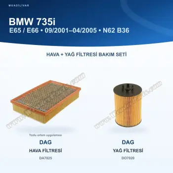 BMW 7 (E65, E66, E67) Hava+Yağ Filtre Bakım Seti