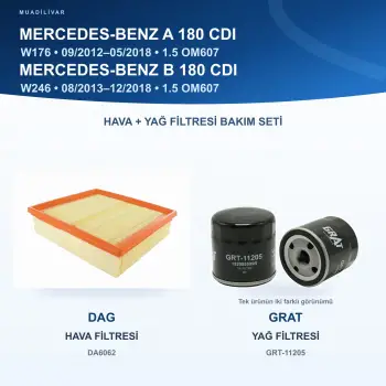 MERCEDES BENZ A (W176) / MERCEDES BENZ B (W246, W242) Hava+Yağ Filtre Bakım Seti