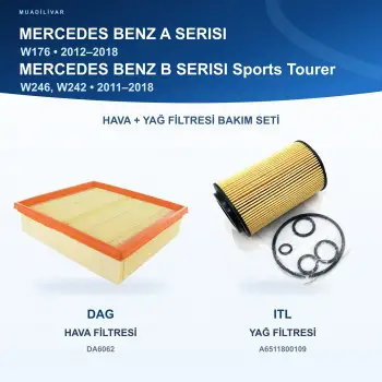 MERCEDES BENZ A (W176) / MERCEDES BENZ B (W246, W242) Hava+Yağ Filtre Bakım Seti