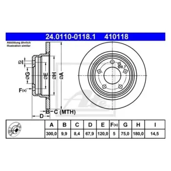 BMW E32 1985-1994 Fren Diski Arka Düz 34211165259 ATE