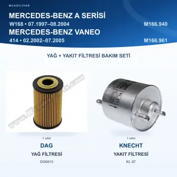 MERCEDES BENZ A (W168) / MERCEDES BENZ VANEO (414) Yağ+Yakıt Filtre Bakım Seti