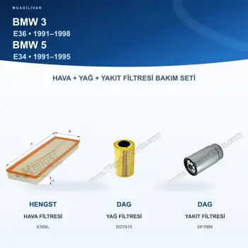 BMW 3 (E36) / BMW 5 (E34) Hava+Yağ+Yakıt Filtre Bakım Seti