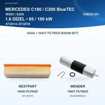MERCEDES BENZ C (W205) / MERCEDES BENZ C (S205) Hava+Yakıt Filtre Bakım Seti