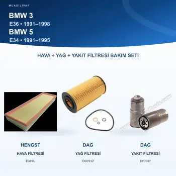 BMW 3 (E36) / BMW 5 (E34) Hava+Yağ+Yakıt Filtre Bakım Seti