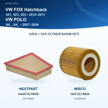 VW FOX (5Z1, 5Z3, 5Z4) / VW POLO (9N_, 9A_) Hava+Yağ Filtre Bakım Seti
