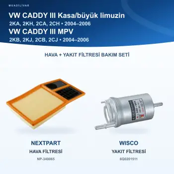 VW CADDY III (2KA, 2KH, 2CA, 2CH) / VW CADDY III (2KB, 2KJ, 2CB, 2CJ) Hava+Yakıt Filtre Bakım Seti