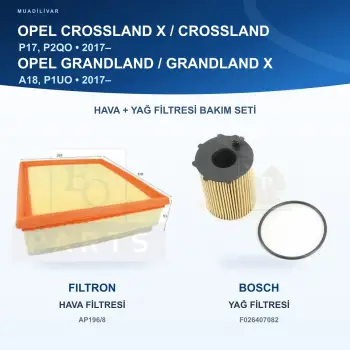 OPEL CROSSLAND X / CROSSLAND (P17, P2QO) Hava+Yağ Filtre Bakım Seti (+1 Araç)