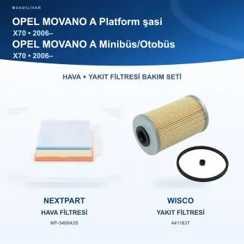 OPEL MOVANO A (X70) / OPEL MOVANO A Minibüs/Otobüs (X70) Hava+Yakıt Filtre Bakım Seti