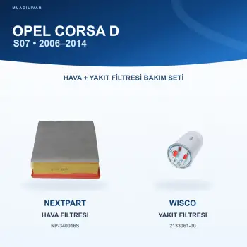OPEL CORSA D (S07) Hava+Yakıt Filtre Bakım Seti
