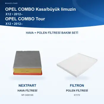 OPEL COMBO (X12) / OPEL COMBO Tour (X12) Hava+Polen Filtre Bakım Seti