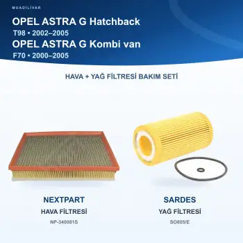 OPEL ASTRA G (T98) / OPEL ASTRA G (F70) Hava+Yağ Filtre Bakım Seti