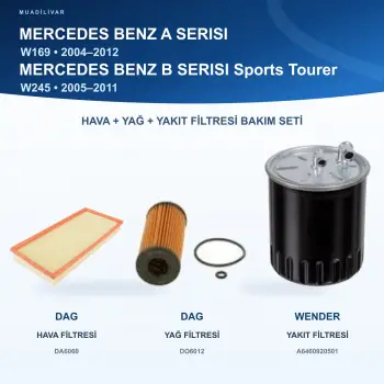 MERCEDES BENZ A (W169) / MERCEDES BENZ B (W245) Hava+Yağ+Yakıt Filtre Bakım Seti