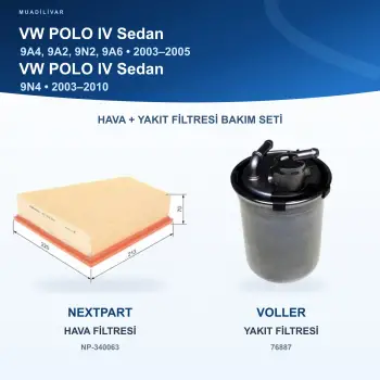 VW POLO IV (9A4, 9A2, 9N2, 9A6) / VW POLO IV (9N4) Hava+Yakıt Filtre Bakım Seti