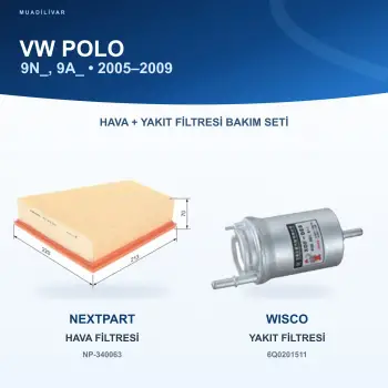 VW POLO (9N_, 9A_) Hava+Yakıt Filtre Bakım Seti