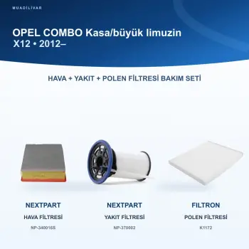 OPEL COMBO (X12) Hava+Yakıt+Polen Filtre Bakım Seti