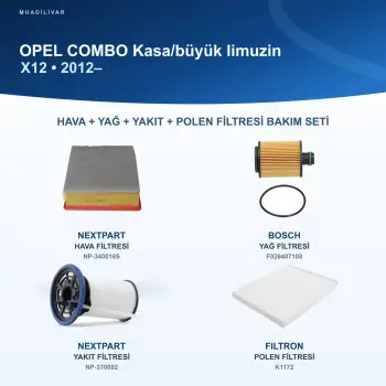 OPEL COMBO (X12) Hava+Yağ+Yakıt+Polen Filtre Bakım Seti