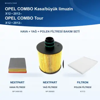 OPEL COMBO (X12) / OPEL COMBO Tour (X12) Hava+Yağ+Polen Filtre Bakım Seti