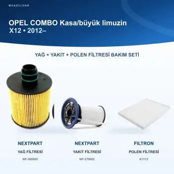 OPEL COMBO (X12) Yağ+Yakıt+Polen Filtre Bakım Seti