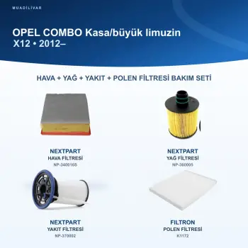 OPEL COMBO (X12) Hava+Yağ+Yakıt+Polen Filtre Bakım Seti