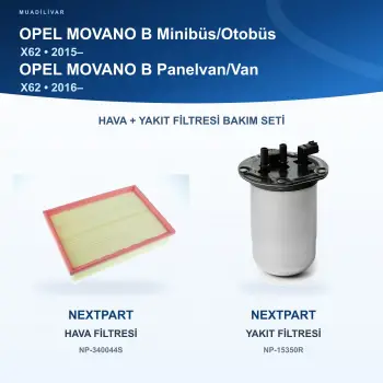 OPEL MOVANO B Minibüs/Otobüs (X62) / OPEL MOVANO B Panelvan/ (X62) Hava+Yakıt Filtre Bakım Seti