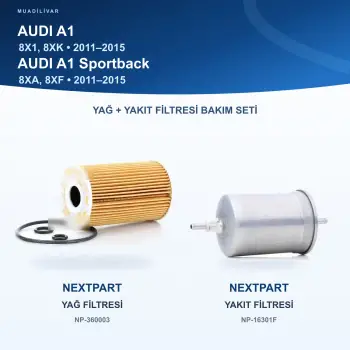 AUDI A1 (8X1, 8XK) / AUDI A1 Sportback (8XA, 8XF) Yağ+Yakıt Filtre Bakım Seti