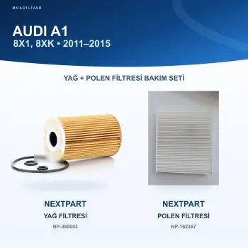 AUDI A1 (8X1, 8XK) Yağ+Polen Filtre Bakım Seti