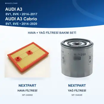 AUDI A3 (8V1, 8VK) / AUDI A3 (8V7, 8VE) Hava+Yağ Filtre Bakım Seti