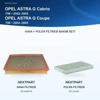 OPEL ASTRA G (T98) Hava+Polen Filtre Bakım Seti