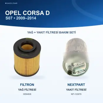 OPEL CORSA D (S07) Yağ+Yakıt Filtre Bakım Seti
