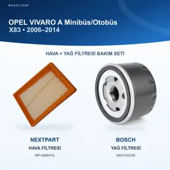 OPEL VIVARO A Minibüs/Otobüs (X83) Hava+Yağ Filtre Bakım Seti