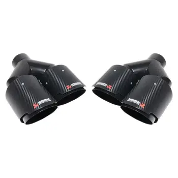 Egzoz Ucu Universal Çiftli 100mm; Siyah (OEM-Kalite) -AKRAPOVIC-