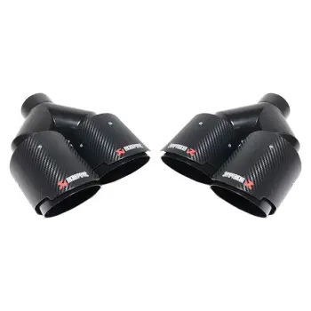Egzoz Ucu Universal Çiftli 76mm; Siyah (OEM-Kalite) -AKRAPOVIC-
