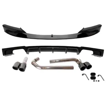 Lip-Difüzör Seti F30+LCI Ön + Arka; 2-Çıkış + Çiftli Egzoz Boruları -///M-Sport-