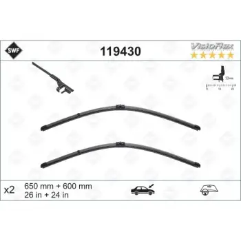 Silecek W212 Ön; Set 70/70cm