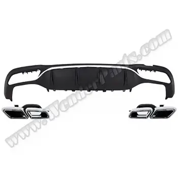 Tampon Difüzörü W213 Arka; 2-Çıkış Egz.Uçlu Nikelajlı -AMG-