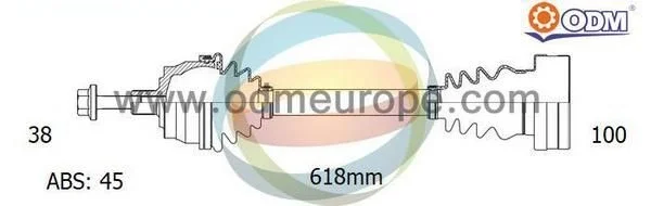 VW Passat A4 B5 2.8 1996-2000 AHA ALG AQD APR ACK ATX Complete Drive Shaft Front Left 38X59.5 618MM ABS 45 Teeth 8D0407271AH Wencor