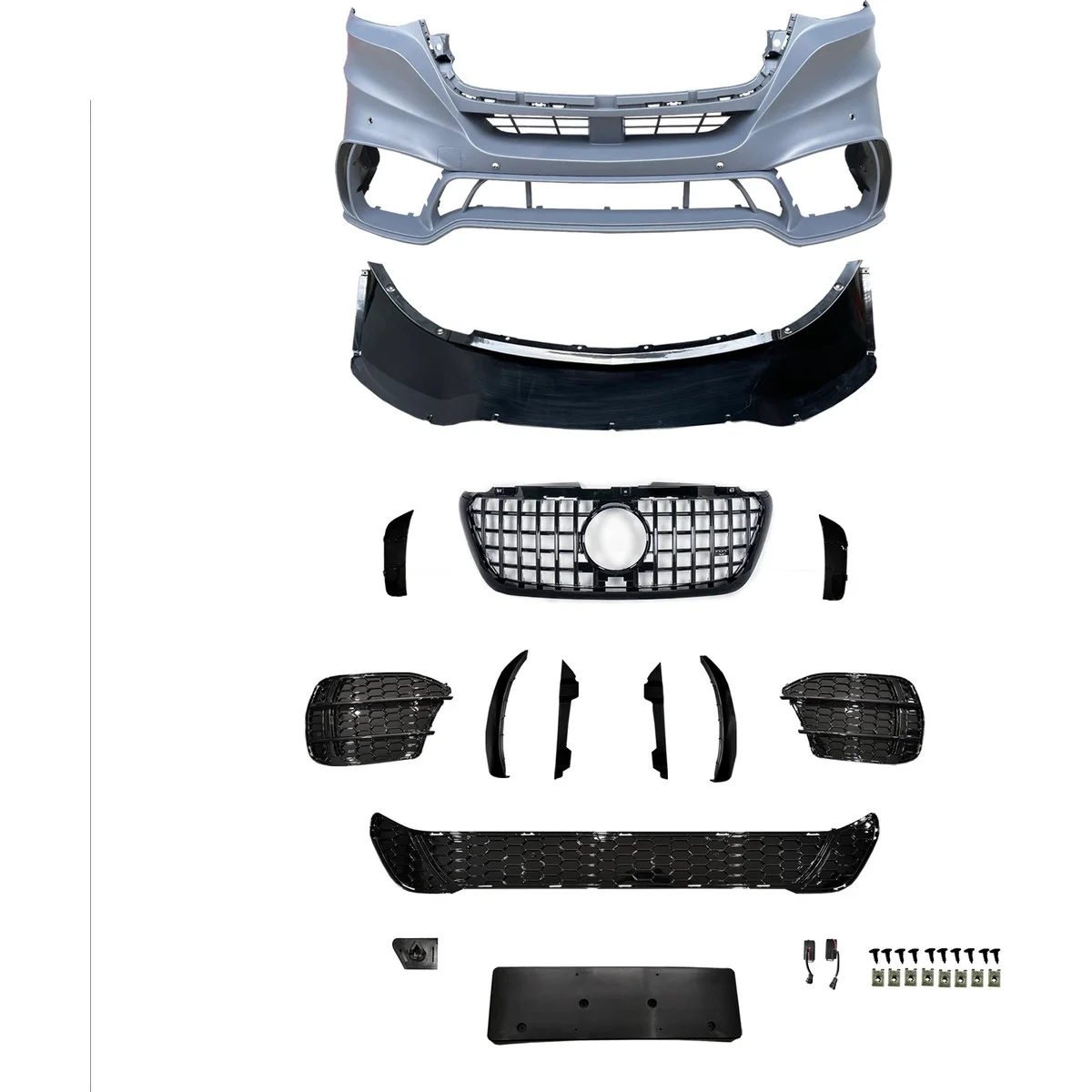 Mercedes Spr907/910 2018- Complete Bumper Front With PDC Without Fog Light Tip With Louvers GT Style A9108850000 Wender