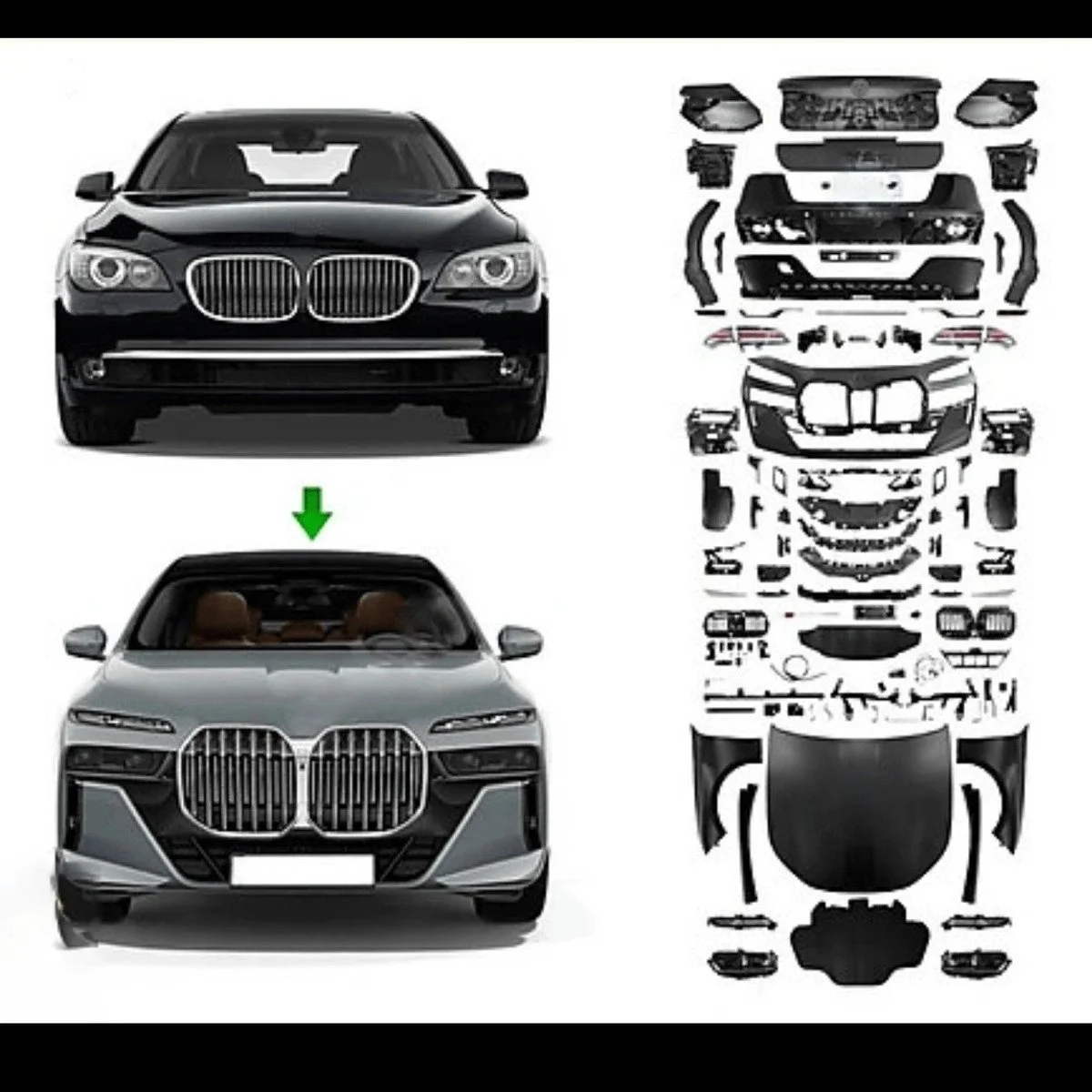 BMW F01 2008-2012 Complete Body Kit F02 G70 With Louvers Hood A0012212 Wender