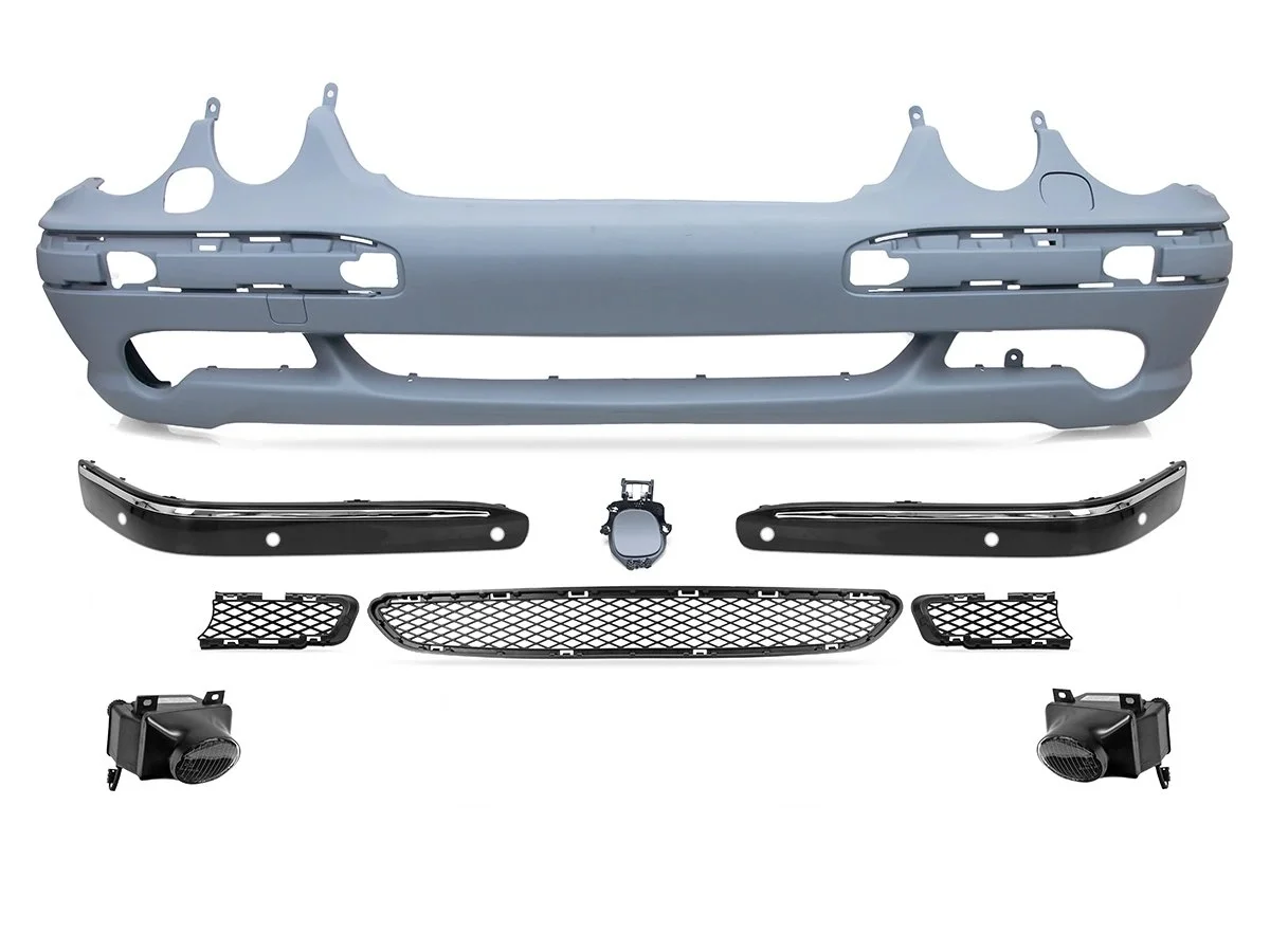 Mercedes W210 2000-2002 Complete Bumper Front With Headlight Washer With PDC With Fog Light AMG A2108852425S4 Wender