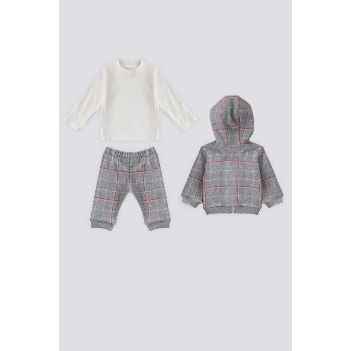 ERKEK BEBEK 3 LÜ TAKIM - GRİ MELANJ
