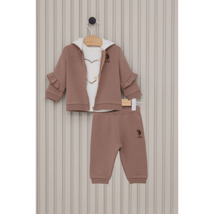 US POLO KIZ BEBEK 3LU TAKIM - VİZON