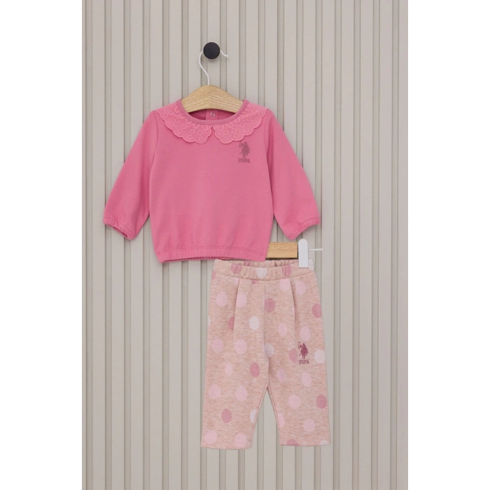 US POLO KIZ BEBEK UZUN KOL 2LI TAKIM - KARANFİL