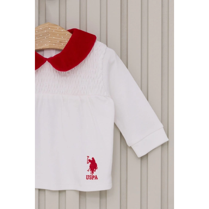 US POLO KIZ BEBEK UZUN KOL 2LI TAKIM - KREM