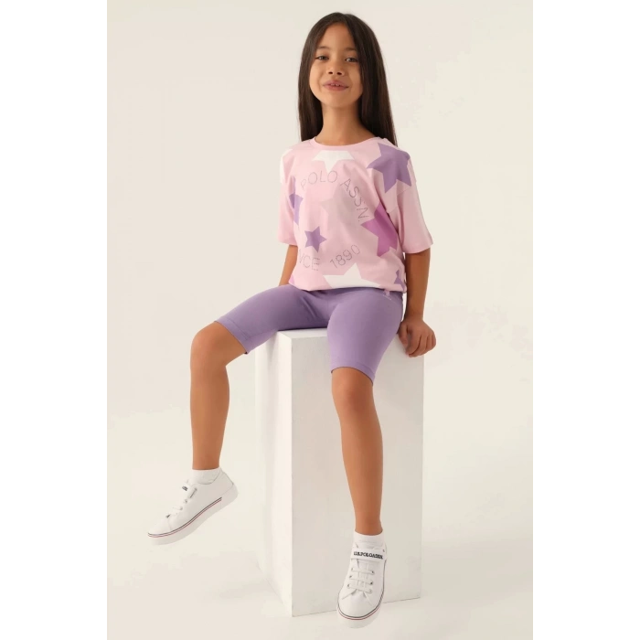 KIZ GARSON BERMUDA TAYT TAKIM - TOZ PEMBE