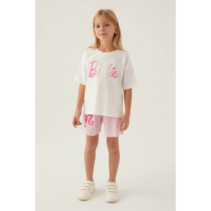 BARBIE KIZ ÇOCUK ŞORT TAKIM - KREM
